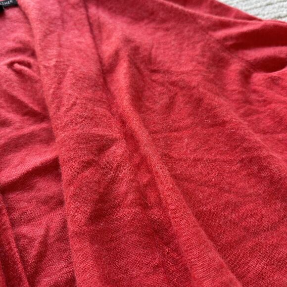 Eileen Fisher Large Pink Coral 100% Cashmere 3/4 Sleeve Cardigan Sweater W/hole - Picture 6 of 15